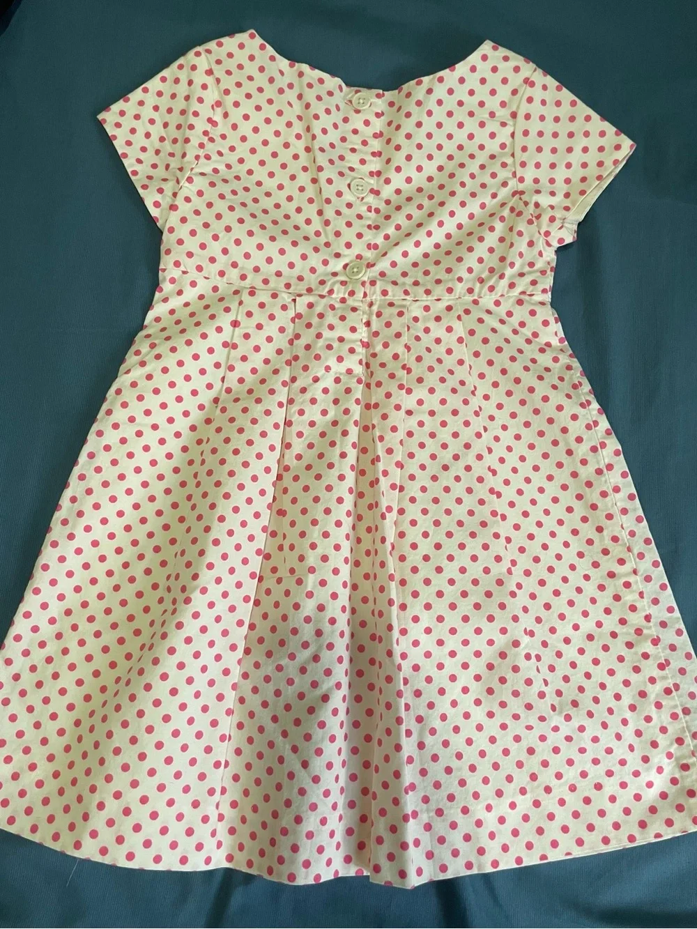 OshKosh B'gosh Cream Dress with Pink Polka Dots and Bow